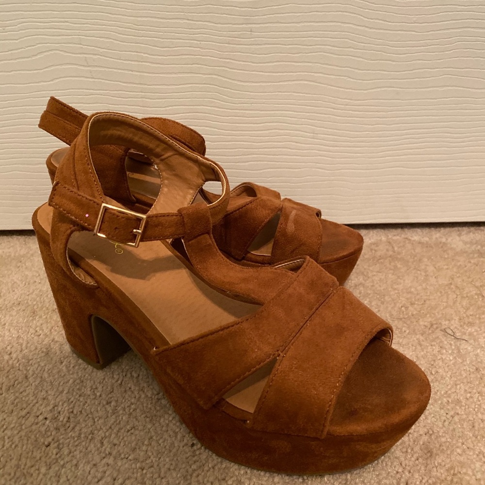 Suede chunk heels
